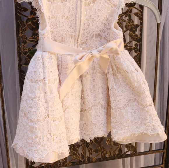 Rare editions Baby girls dress, cream lace with subtle sequins size 6M - Picture 4 of 5